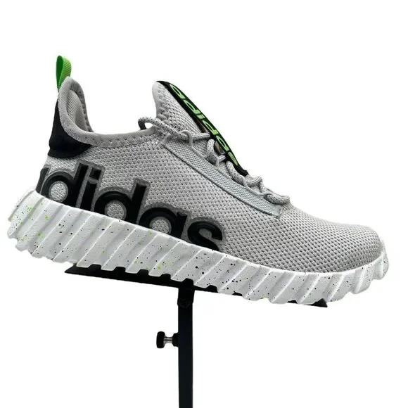 Adidas Kaptir Youth Knit Sneakers - Size 3 - Gray/Black/Green - New in Box NWT